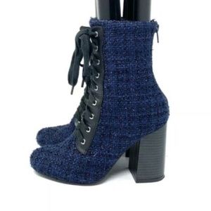 Navy Blue Tweed Boot